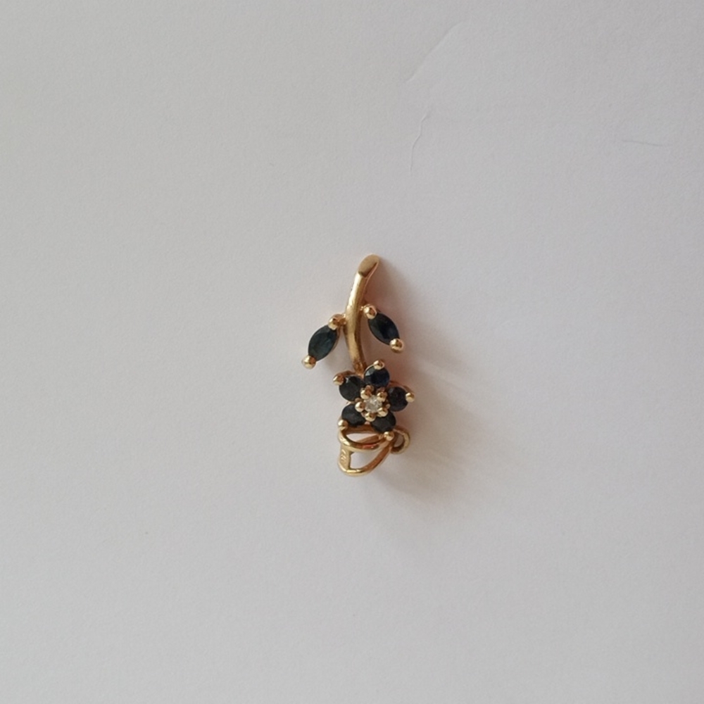 14K Sapphire and Diamond Pendant - Picture 6 of 8